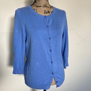 Talbots Cotton Periwinkle Blue Cardigan 100% cotton Sz S